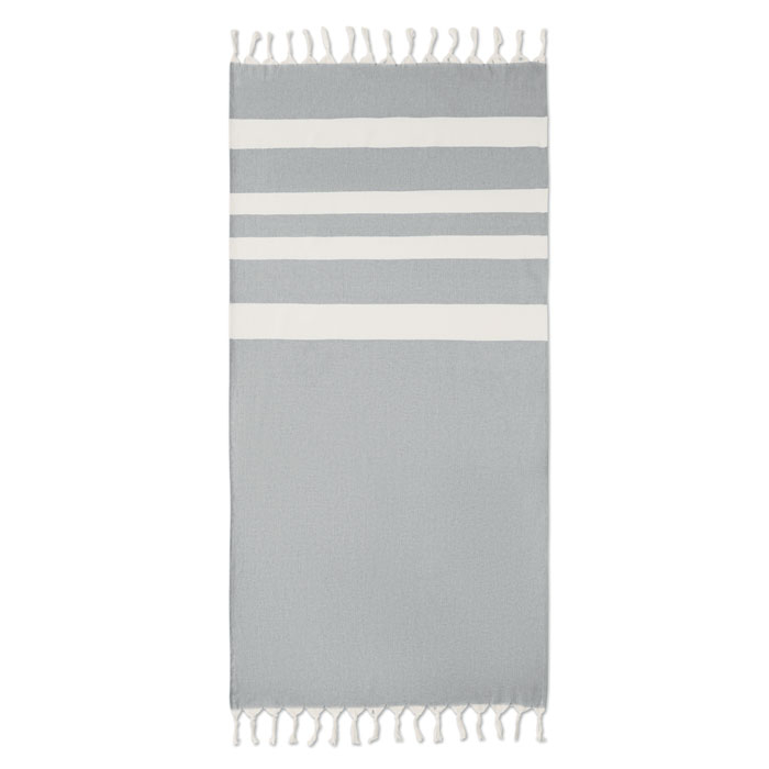 Fouta publicitaire en coton recyclé 140g AGOURA Gris foncé